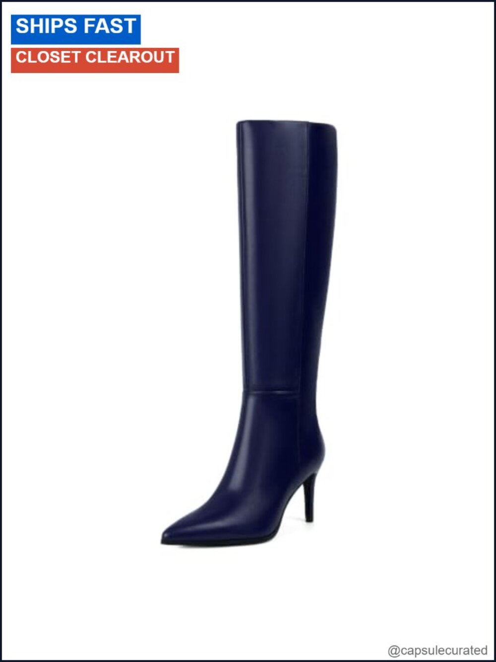 Chic Knee High Boots, Pointed Toe Stiletto Heel Tall Boots, Side Zipper, Faux
